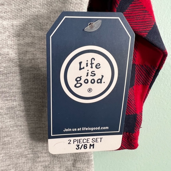 NWT Life is Good Gray and Buffalo Plaid Christmas baby Sise 3/6 Months - Picture 6 of 6